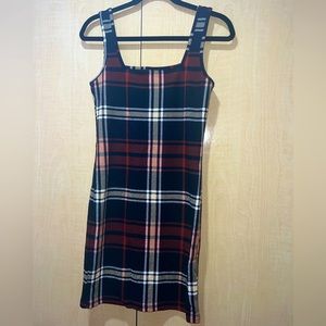 Plaid print sleeveless dress